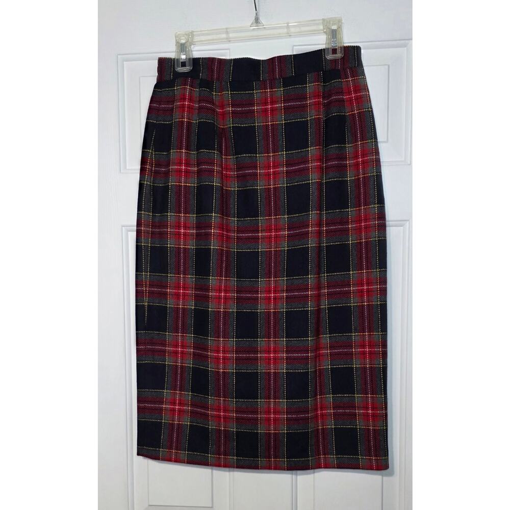 Leslie Fay Haberdashery Wool Blend plaid pencil skirt academia preppy vtg 12 NWT